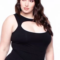 Curvy Sense Party Jumpsuilts Plus Size Cut-Out Mesh Jumpsuit - Black