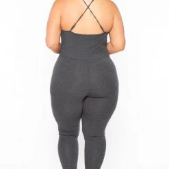 Curvy Sense Plus Size Destroyed Catsuit Jumpsuit - Charcoal Back In Stock