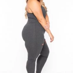 Curvy Sense Plus Size Destroyed Catsuit Jumpsuit - Charcoal Back In Stock