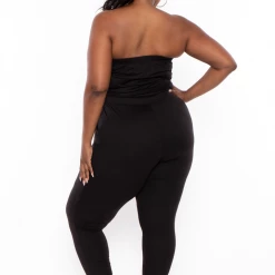 Curvy Sense Party Jumpsuilts Plus Size Dina Strapless Jumpsuit - Black
