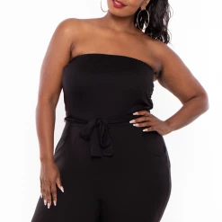 Curvy Sense Party Jumpsuilts Plus Size Dina Strapless Jumpsuit - Black