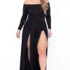 Curvy Sense Plus Size Dress Deidra M-Slit Jumpsuit- Black