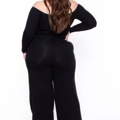 Curvy Sense Plus Size Edie Off The Shoulder Jumpsuit - Black