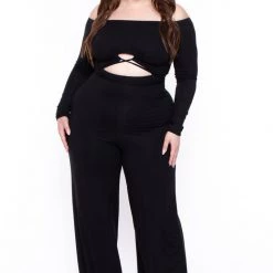 Curvy Sense Plus Size Edie Off The Shoulder Jumpsuit - Black