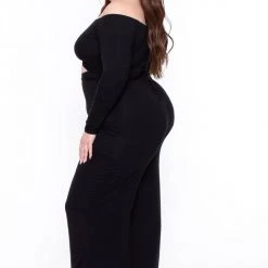 Curvy Sense Plus Size Edie Off The Shoulder Jumpsuit - Black