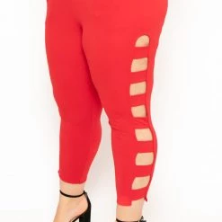 Curvy Sense Plus Size Electra Caged Jumpsuit - Red Party Jumpsuilts