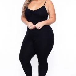 Curvy Sense New Arrivals Plus Size Essential Catsuit - Black