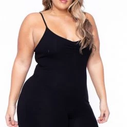 Curvy Sense New Arrivals Plus Size Essential Catsuit - Black