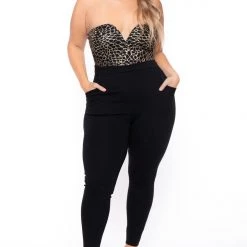 Curvy Sense Plus Size Estelle Sequin Jumpsuit- Black