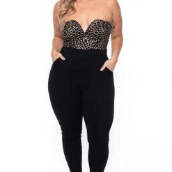 Curvy Sense Plus Size Estelle Sequin Jumpsuit- Black