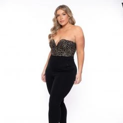 Curvy Sense Plus Size Estelle Sequin Jumpsuit- Black