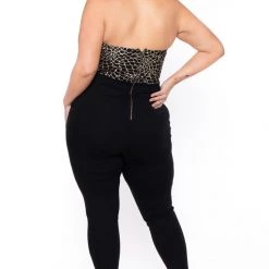 Curvy Sense Plus Size Estelle Sequin Jumpsuit- Black