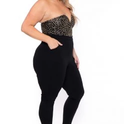 Curvy Sense Plus Size Estelle Sequin Jumpsuit- Black