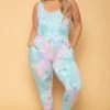 Curvy Sense New Arrivals Plus Size Eva French Terry Jumpsuit - Multi