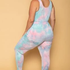 Curvy Sense New Arrivals Plus Size Eva French Terry Jumpsuit - Multi