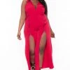 Curvy Sense Plus Size Giada M-Slit Jumpsuit- Red Party Jumpsuilts 1 Curvy Sense Plus Size Giada M-Slit Jumpsuit- Red Party Jumpsuilts