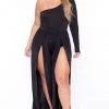 Curvy Sense Plus Size Gianna M-Slit Jumpsuit- Black Party Jumpsuilts
