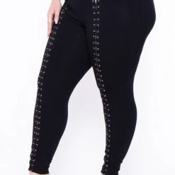 Curvy Sense Plus Size Grommet Lace Up Jumpsuit - Black Back In Stock