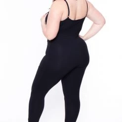 Curvy Sense Plus Size Grommet Lace Up Jumpsuit - Black Back In Stock