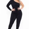Curvy Sense Plus Size Jaelyn Ruched Jumpsuit- Black