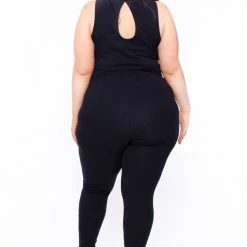 Curvy Sense Plus Size Jailah Destroyed Jumpsuit - Black