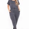 Curvy Sense Party Jumpsuilts Plus Size Jessi Keyhole Jumpsuit - Charcoal