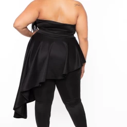 Curvy Sense Plus Size Kelsey Cascading Ruffle Jumpsuit - Black Back In Stock