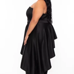 Curvy Sense Plus Size Kelsey Cascading Ruffle Jumpsuit - Black Back In Stock