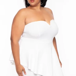 Curvy Sense Plus Size Kelsey Cascading Ruffle Jumpsuit - Ivory