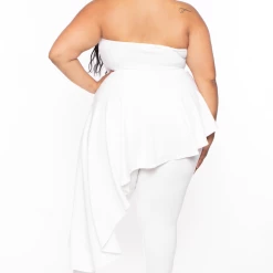 Curvy Sense Plus Size Kelsey Cascading Ruffle Jumpsuit - Ivory 9 Curvy Sense Plus Size Kelsey Cascading Ruffle Jumpsuit - Ivory