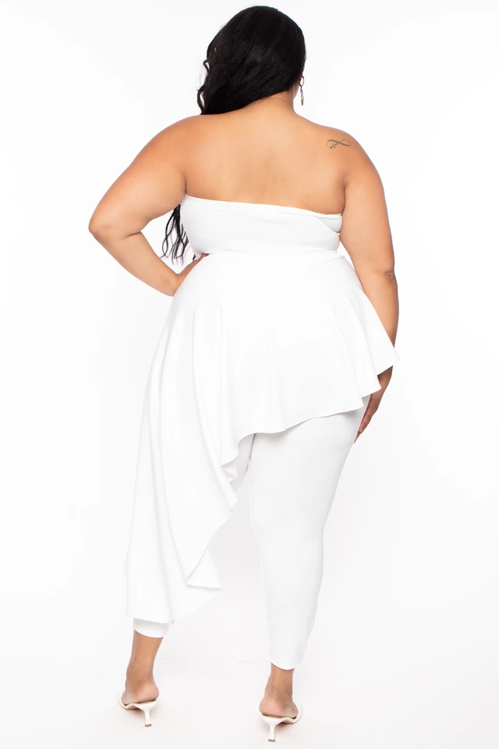 Curvy Sense Plus Size Kelsey Cascading Ruffle Jumpsuit - Ivory 5 Curvy Sense Plus Size Kelsey Cascading Ruffle Jumpsuit - Ivory