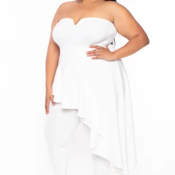 Curvy Sense Plus Size Kelsey Cascading Ruffle Jumpsuit - Ivory 11 Curvy Sense Plus Size Kelsey Cascading Ruffle Jumpsuit - Ivory