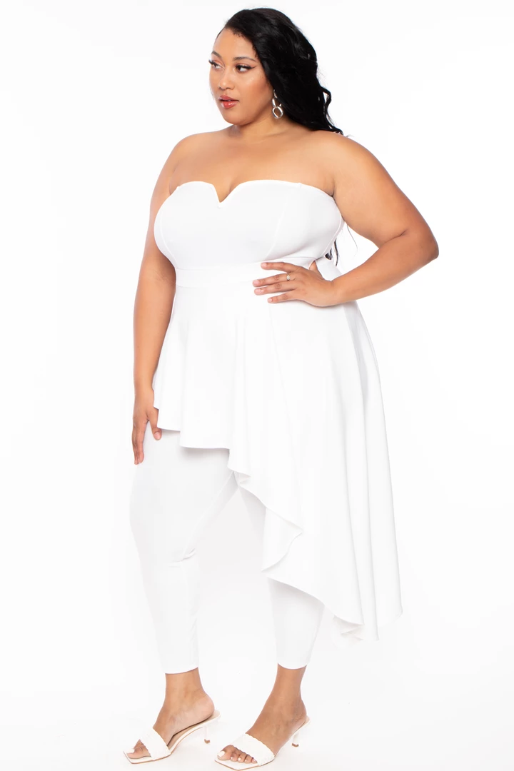Curvy Sense Plus Size Kelsey Cascading Ruffle Jumpsuit - Ivory 7 Curvy Sense Plus Size Kelsey Cascading Ruffle Jumpsuit - Ivory