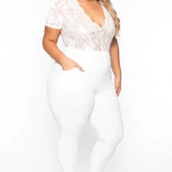 Curvy Sense Plus Size Lace Top Jumpsuit - Ivory Back In Stock 8 Curvy Sense Plus Size Lace Top Jumpsuit - Ivory Back In Stock