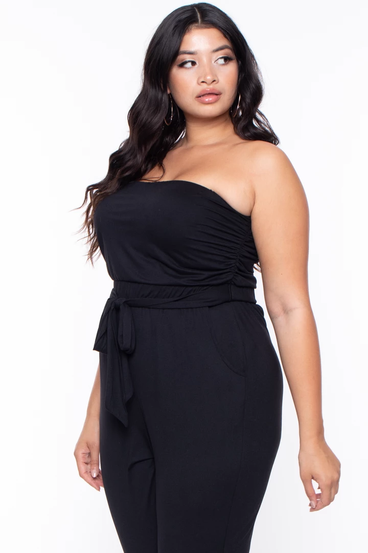 Curvy Sense Party Jumpsuilts Plus Size Lina Strapless Jumpsuit - Black 4 Curvy Sense Party Jumpsuilts Plus Size Lina Strapless Jumpsuit - Black