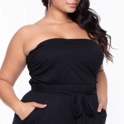 Curvy Sense Party Jumpsuilts Plus Size Lina Strapless Jumpsuit - Black 10 Curvy Sense Party Jumpsuilts Plus Size Lina Strapless Jumpsuit - Black