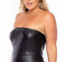 Curvy Sense Plus Size Mauri Faux Leather Catsuit - Black 12 Curvy Sense Plus Size Mauri Faux Leather Catsuit - Black