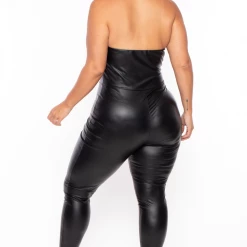 Curvy Sense Plus Size Mauri Faux Leather Catsuit - Black 11 Curvy Sense Plus Size Mauri Faux Leather Catsuit - Black