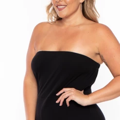 Curvy Sense Plus Size Mauri Strapless Catsuit - Black