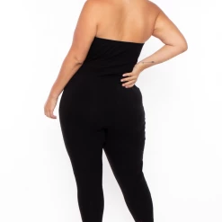 Curvy Sense Plus Size Mauri Strapless Catsuit - Black