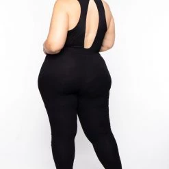 Curvy Sense Plus Size Mina Mesh Jumpsuit - Black