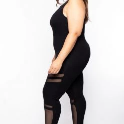 Curvy Sense Plus Size Mina Mesh Jumpsuit - Black