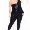 Curvy Sense Plus Size Mireya Shimmer Jumpsuit - Black 2 Curvy Sense Plus Size Mireya Shimmer Jumpsuit - Black