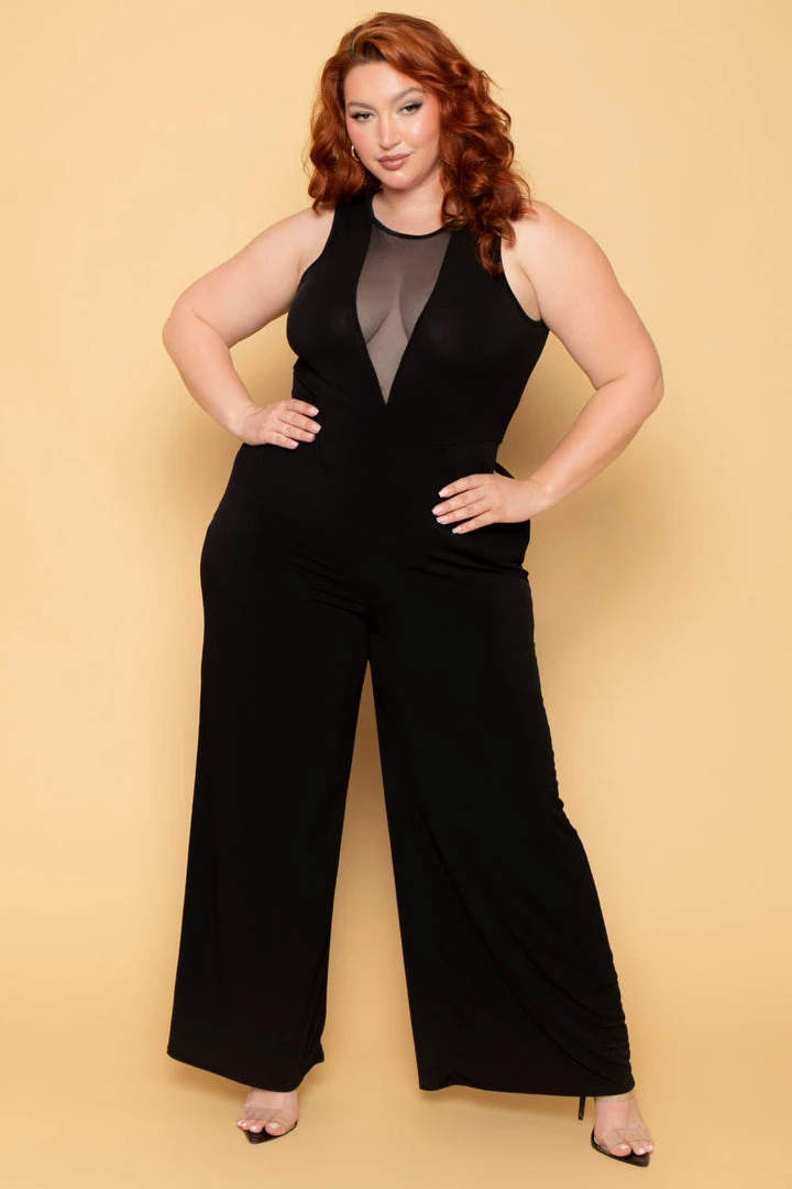 Curvy Sense Plus Size Nicki Mesh Jumpsuit - Black New Arrivals 3 Curvy Sense Plus Size Nicki Mesh Jumpsuit - Black New Arrivals