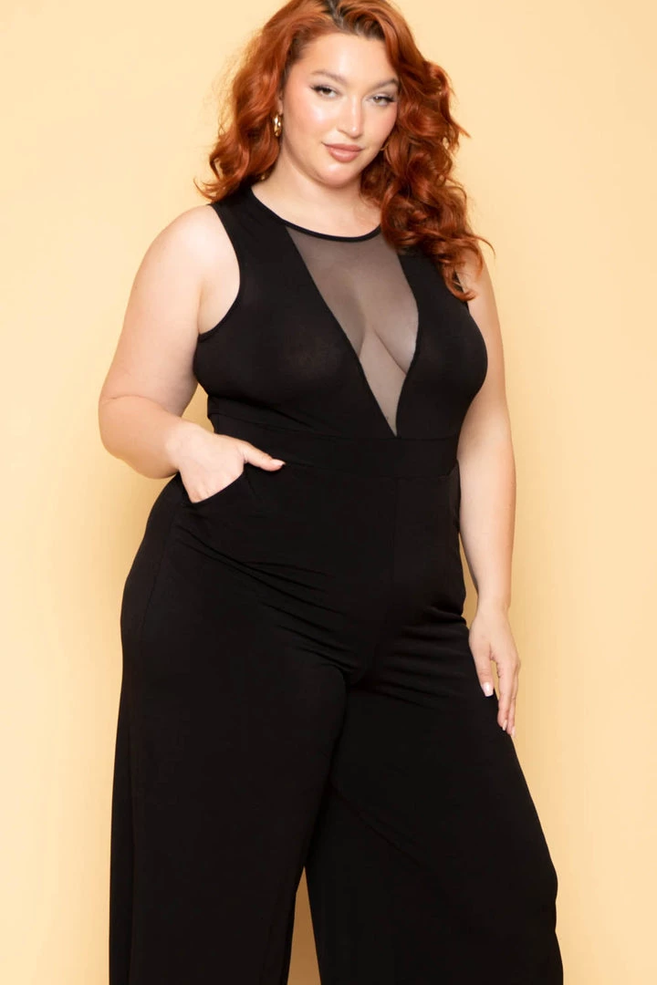 Curvy Sense Plus Size Nicki Mesh Jumpsuit - Black New Arrivals 7 Curvy Sense Plus Size Nicki Mesh Jumpsuit - Black New Arrivals