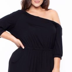 Curvy Sense Party Jumpsuilts Plus Size Off The Shoulder Capri Jumpsuit - Black 10 Curvy Sense Party Jumpsuilts Plus Size Off The Shoulder Capri Jumpsuit - Black