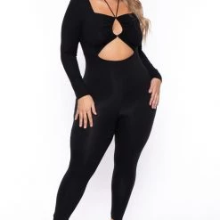 Curvy Sense Plus Size Selene Cutout Jumpsuit - Black New Arrivals