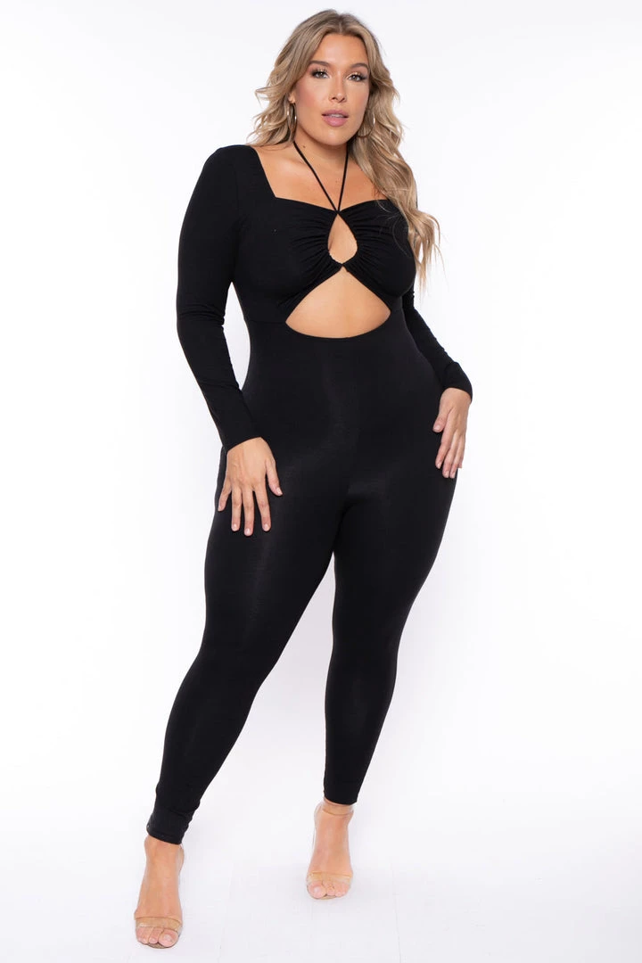 Curvy Sense Plus Size Selene Cutout Jumpsuit - Black New Arrivals 3 Curvy Sense Plus Size Selene Cutout Jumpsuit - Black New Arrivals