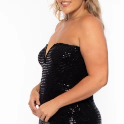 Curvy Sense Plus Size Shantel Sequin Jumpsuit - Black Party Shop