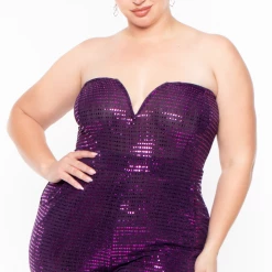 Curvy Sense Plus Size Shantel Sequin Jumpsuit - Violet Party Shop